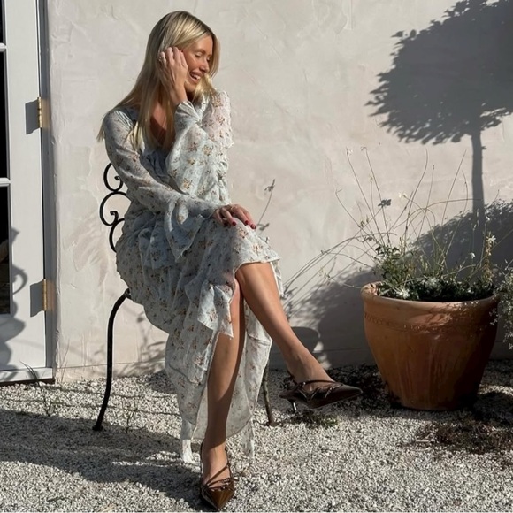 Spell & The Gypsy Ethereal Bohemian Witchy Fleur Frill Bias Maxi Dress Large - Picture 13 of 17